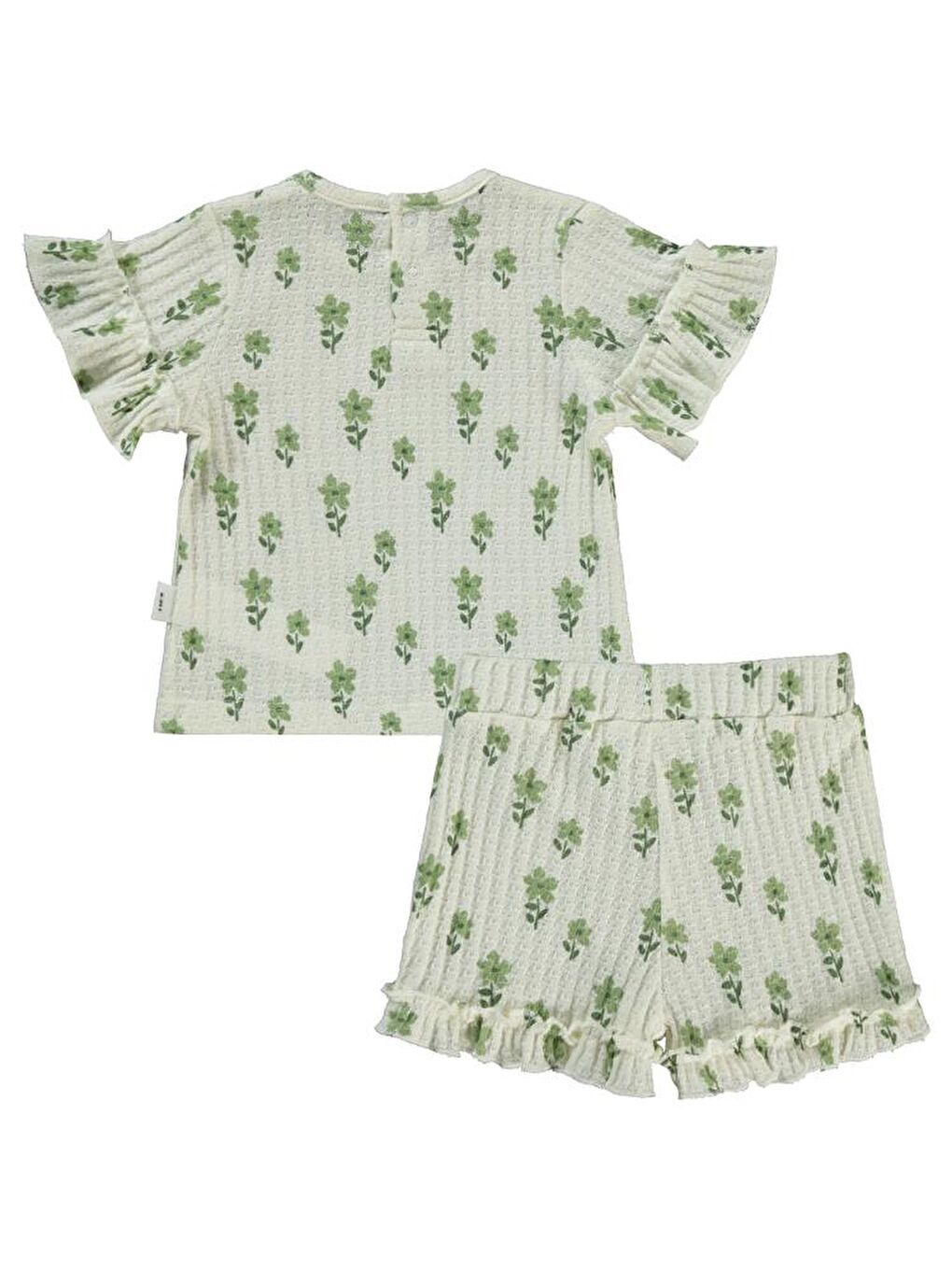 Ekru Baby Çiçek Empirme 6-18 Ay Takım-2