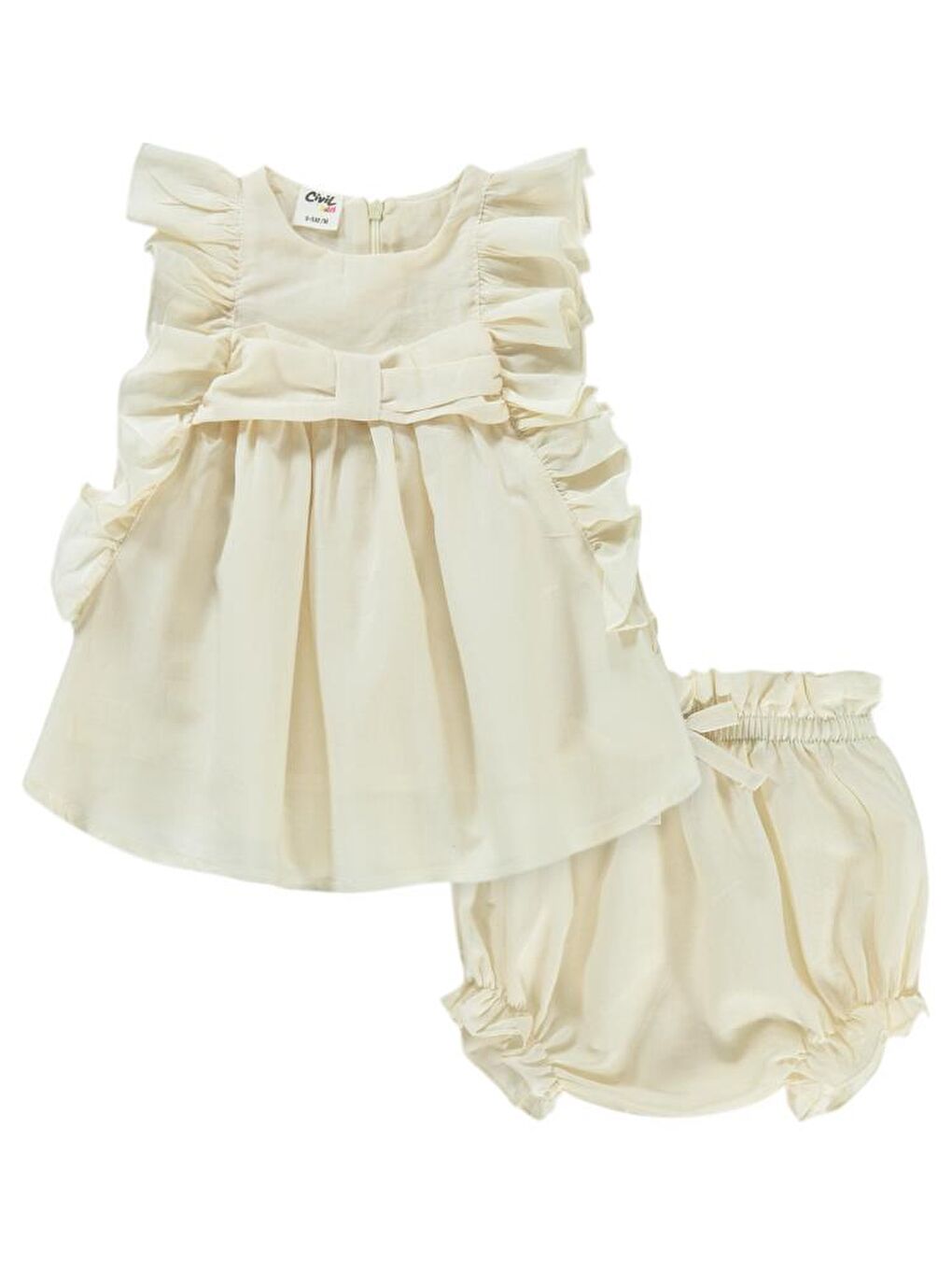 Ekru Baby Kolları Fırfırlı 6-18 Ay Takım-1
