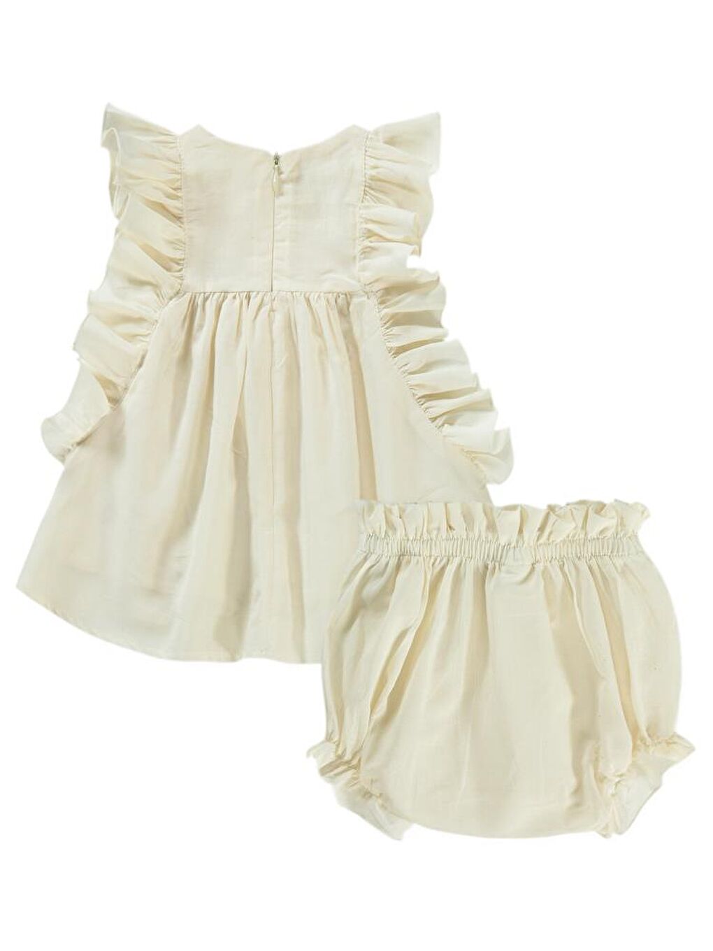 Ekru Baby Kolları Fırfırlı 6-18 Ay Takım-2