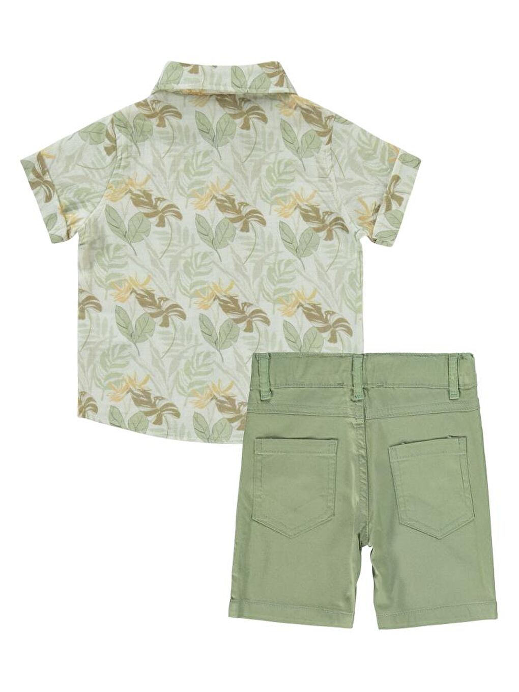 Haki Baby Yeşil Yaprak Desenli 6-18 Ay Takım-2