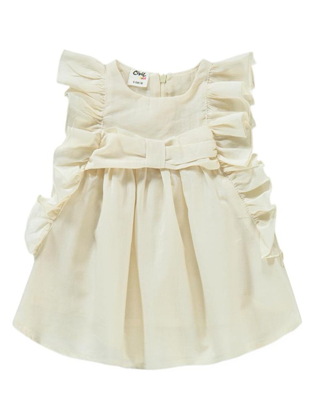 Ekru Baby Kolları Fırfırlı 6-18 Ay Takım-3