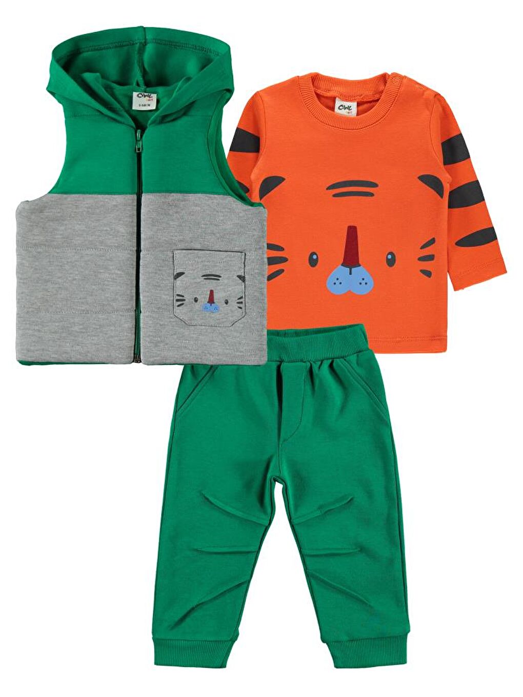 Yeşil Baby Kaplan Baskılı 6-18 Ay Takım-1