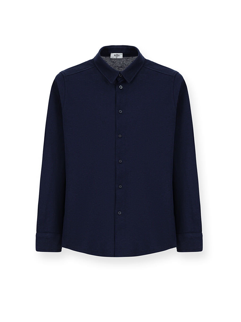 Lacivert Uzun Kol Regular Fit Çizgili Örme Pamuk Gömlek-5