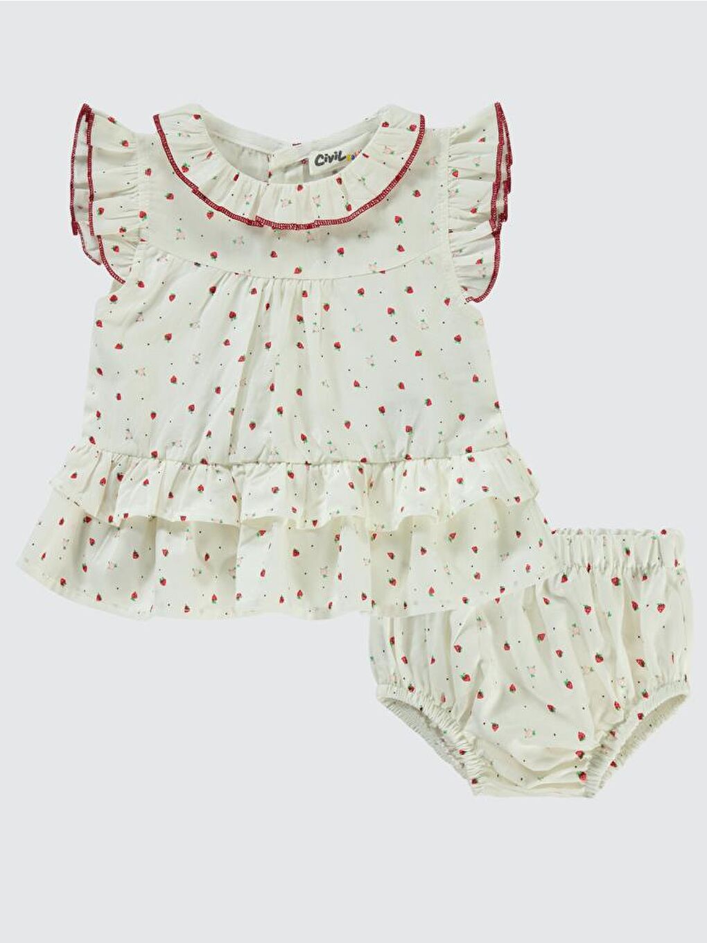 Kırmızı Baby Çilek Empirme 6-18 Ay Takım-1