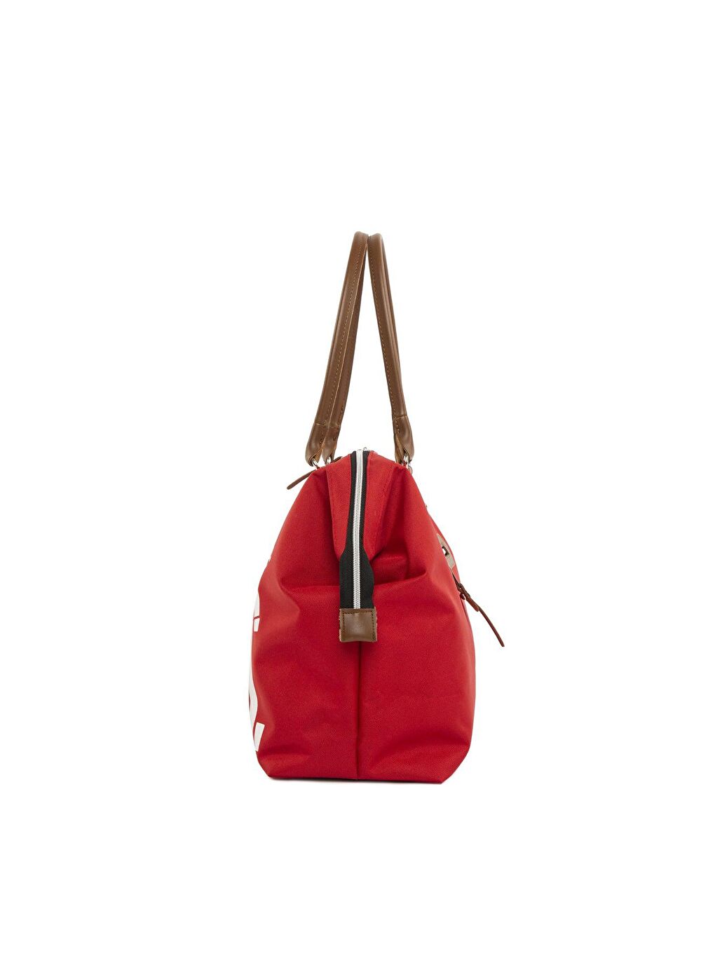 Kırmızı Kesik Yazı Baskılı Omuz Askılı Çanta-2