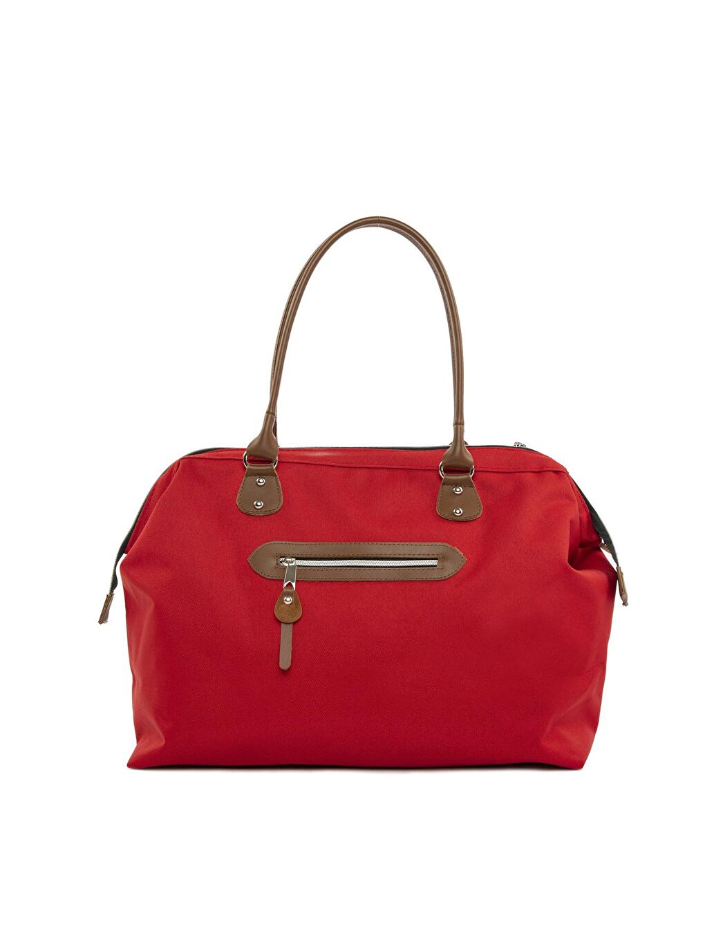 Kırmızı Kesik Yazı Baskılı Omuz Askılı Çanta-3