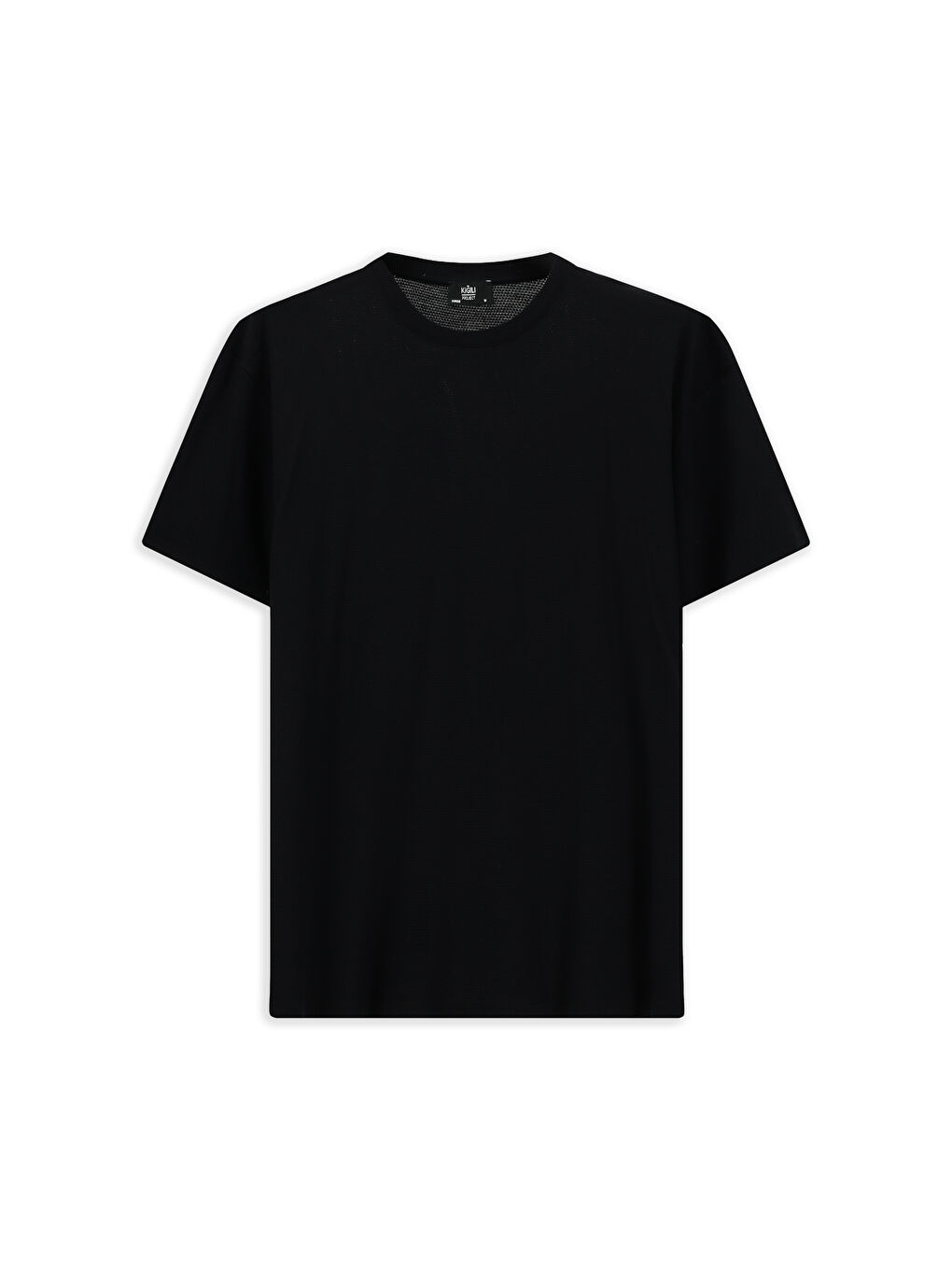 Siyah Bisiklet Yaka Oversize Desenli Modal Karışımlı Tişört-5