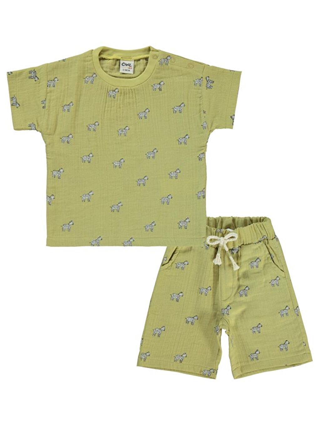 Yeşil Baby Zebra Baskılı 6-18 Ay Takım-2