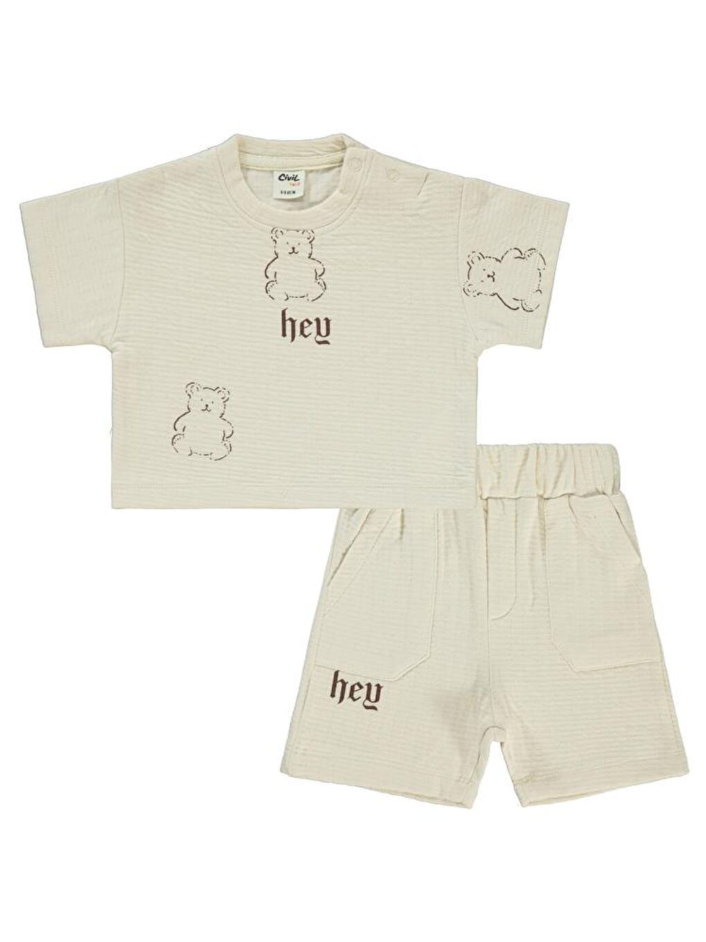 Bej Baby Ayıcık Baskılı 6-18 Ay Takım-2