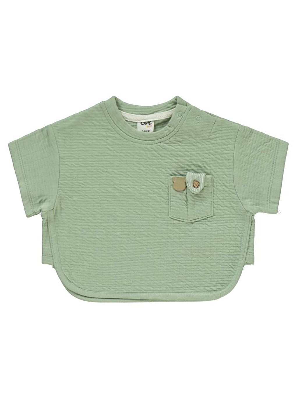 Haki Baby Düğme Detaylı 6-18 Ay Takım