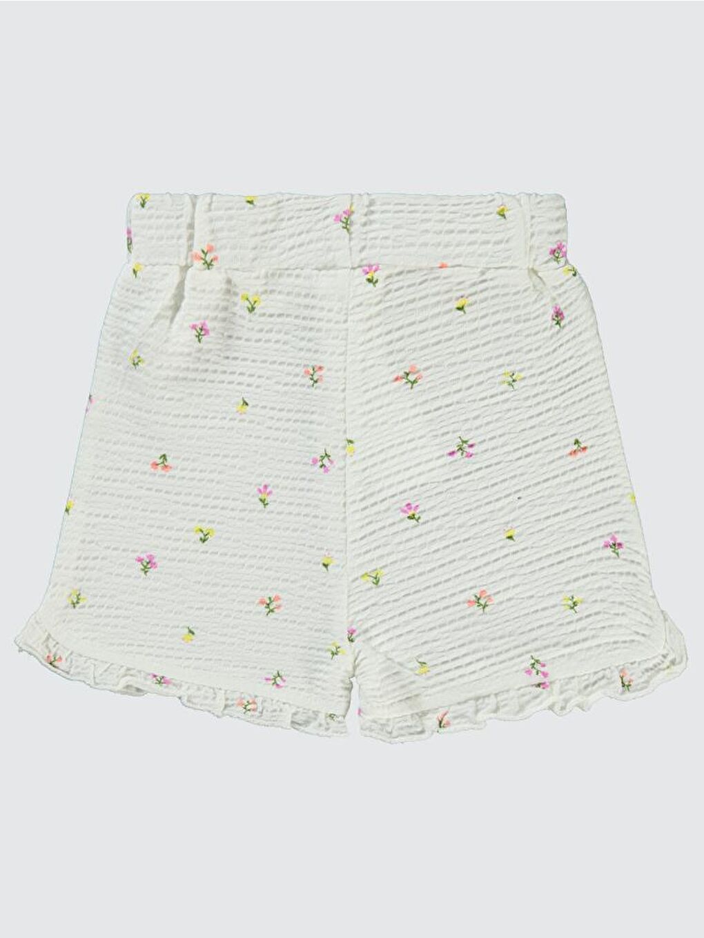 Ekru Baby Mini Renkli Çiçek Empirme 6-18 Ay Şort-1