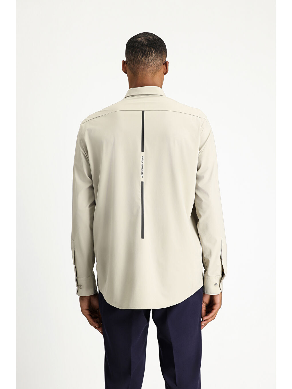 Bej Techno-Line Uzun Kol Regular Fit Elastanlı Gömlek-5