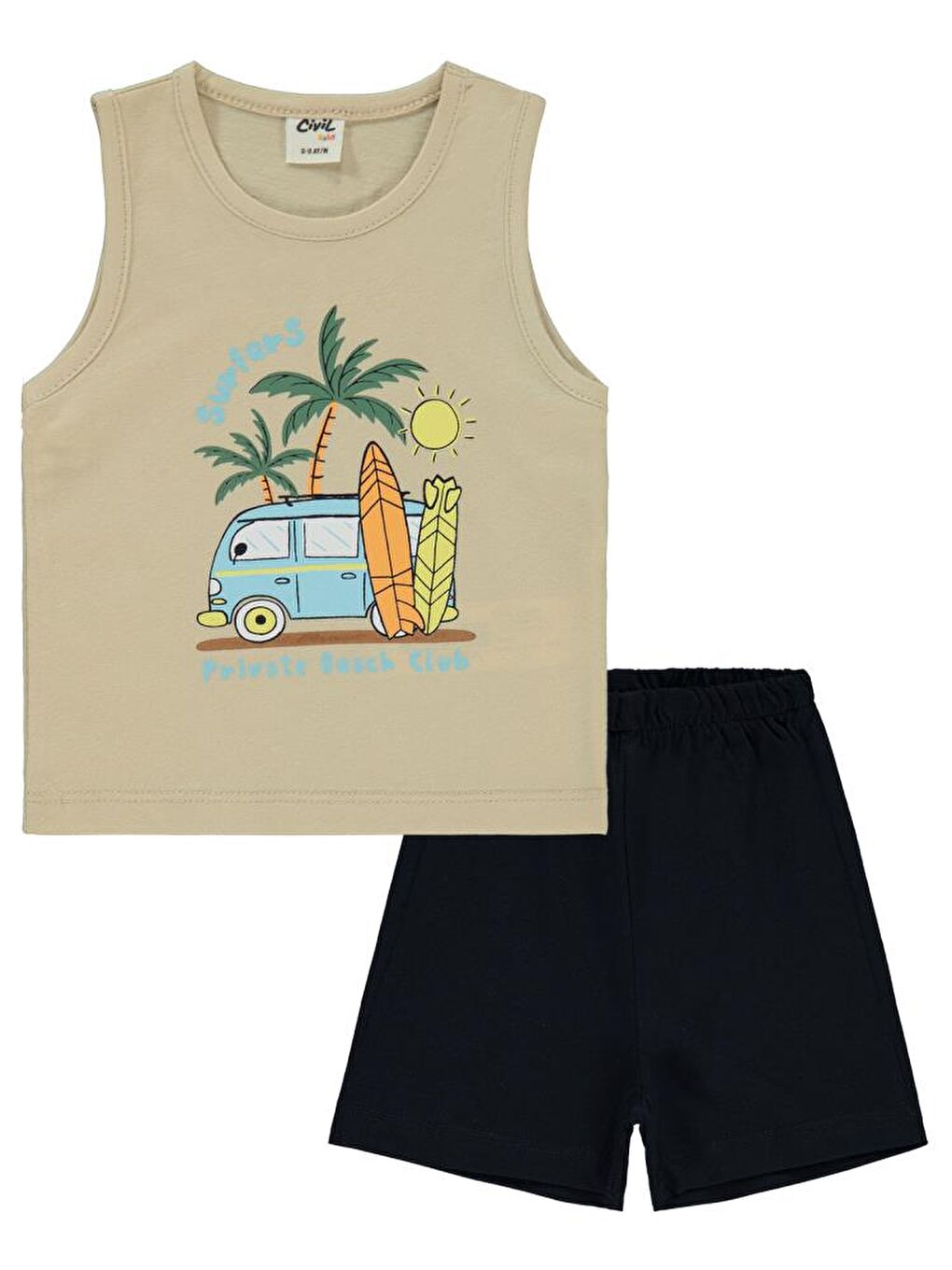 Bej Baby Surfers Baskılı 6-18 Ay Takım-2