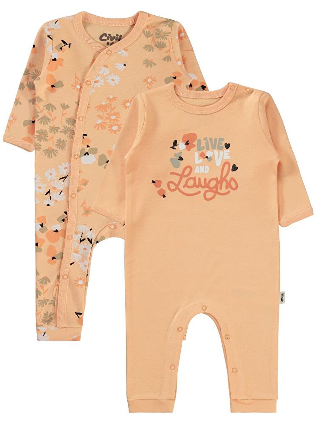 Pembe Baby Flowery Baskılı 3-9 Ay Tulum