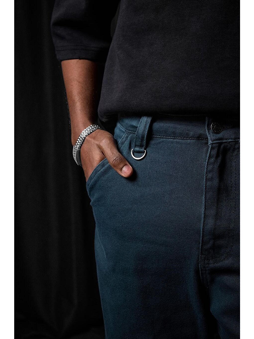 Erkek Baggy Marangoz Cepli Jean Pantolon Mavi-2