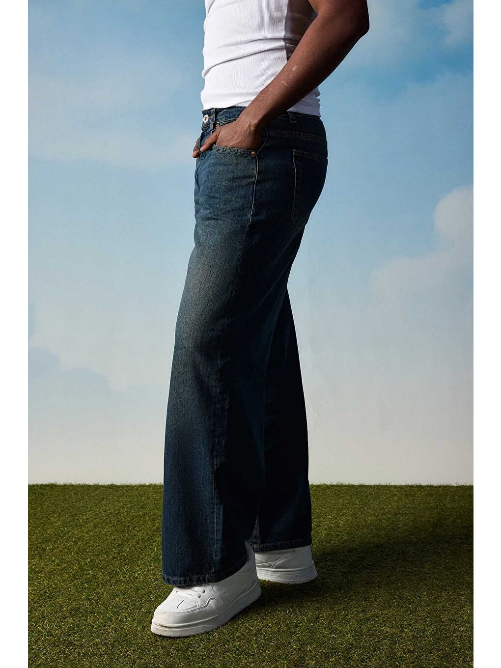 Erkek Süper Baggy Fit Jean Pantolon Koyu Mavi-3