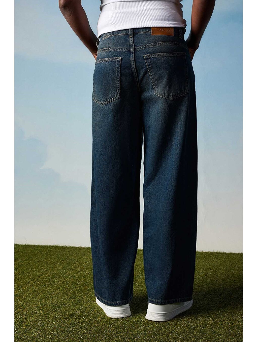 Erkek Süper Baggy Fit Jean Pantolon Koyu Mavi-4