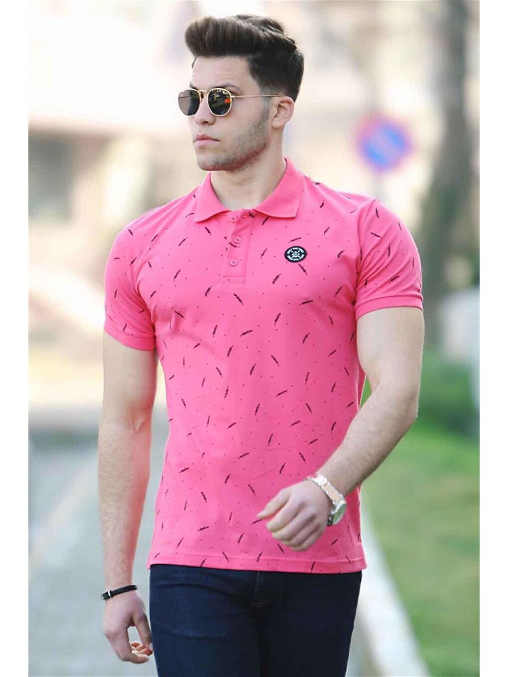 Fuşya Erkek Polo Yaka Tişört 4562