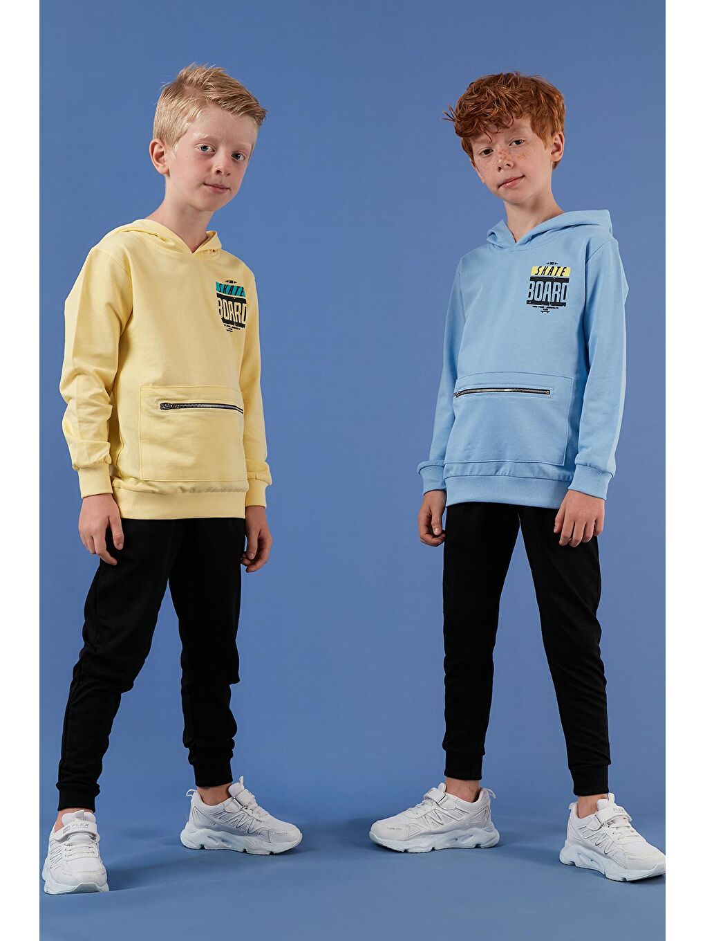 Mavi Baskılı Kapüşonlu Cepli % 100 Pamuk Spor Takım 59215404