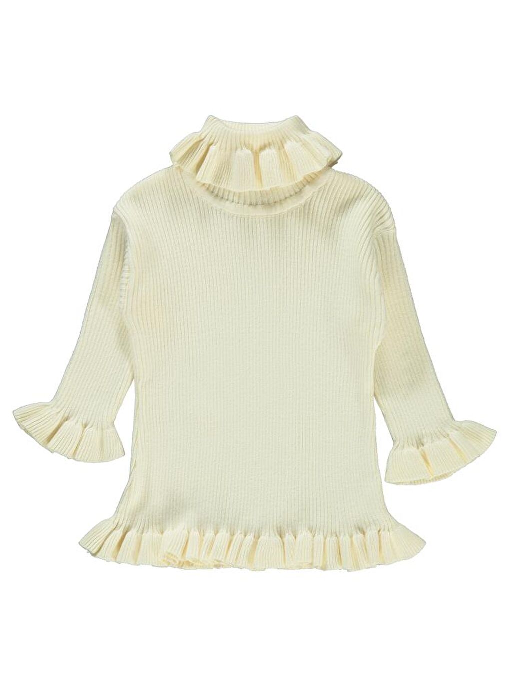 Ekru Baby Yaka Tor Ve Full Pileli 6-18 Ay Kazak