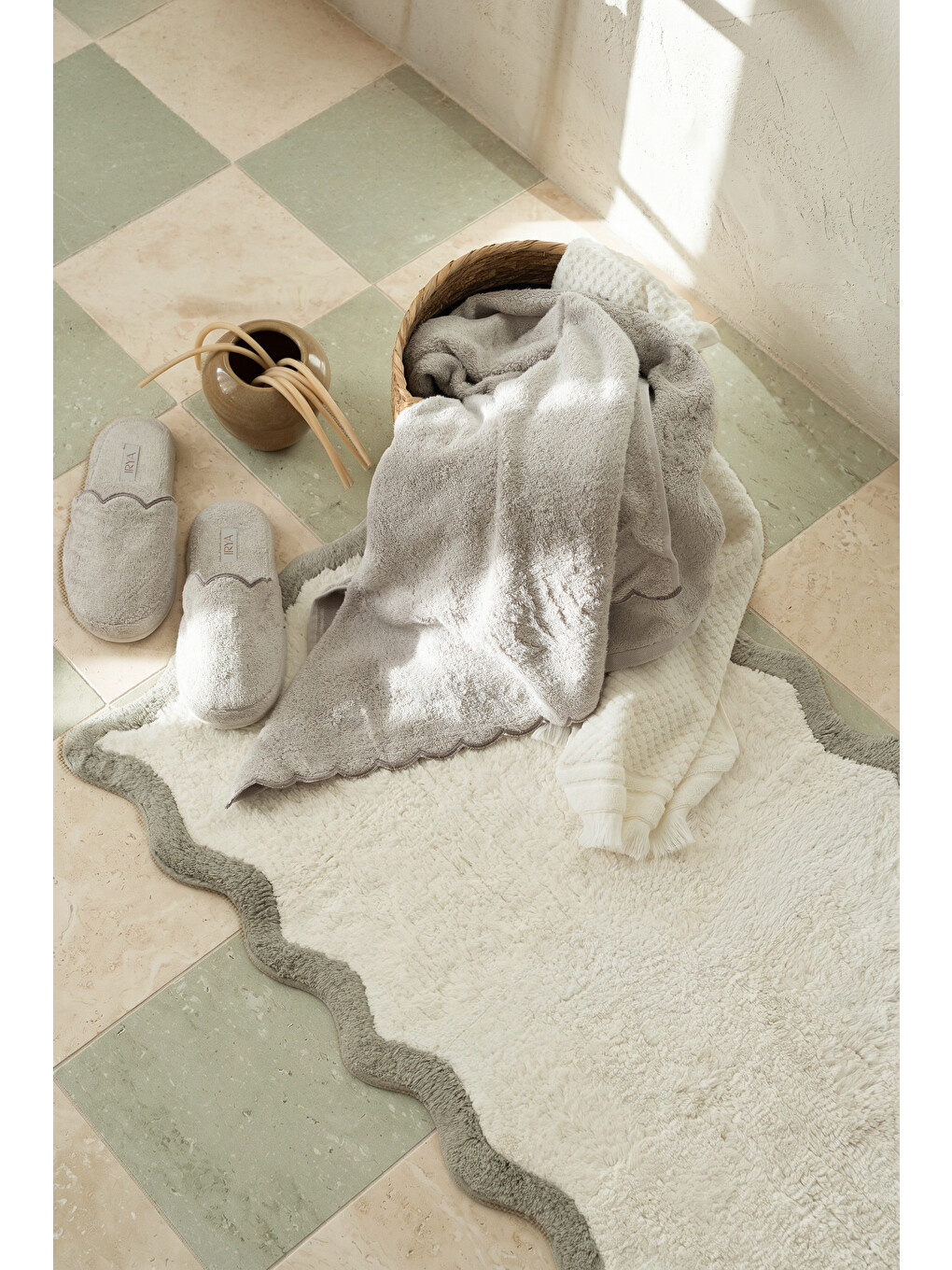 Gri Lindy Bambu Havlu Terlik Cool Gray-1