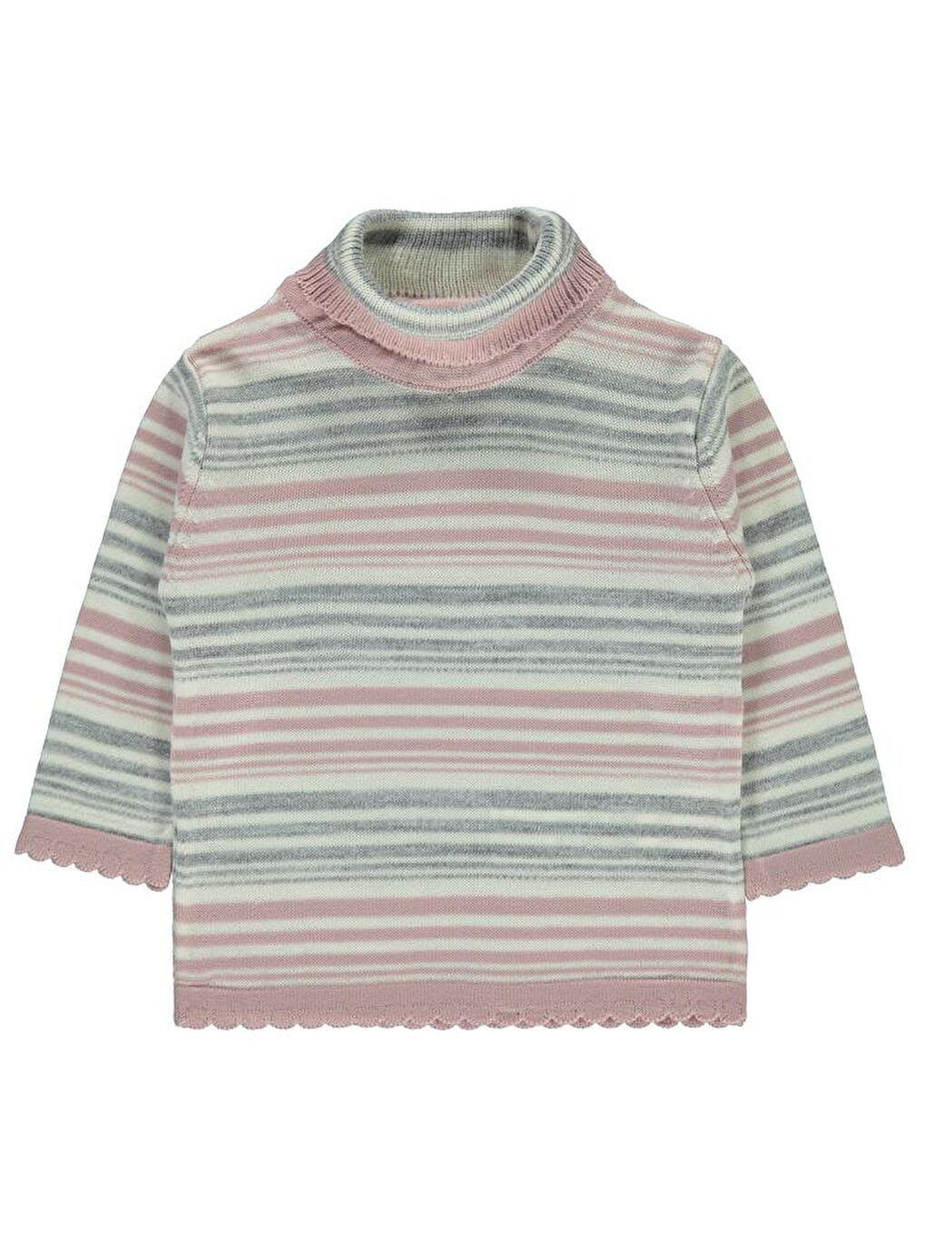 Pembe Baby Boğazlı Çizgili 6-18 Ay Kazak