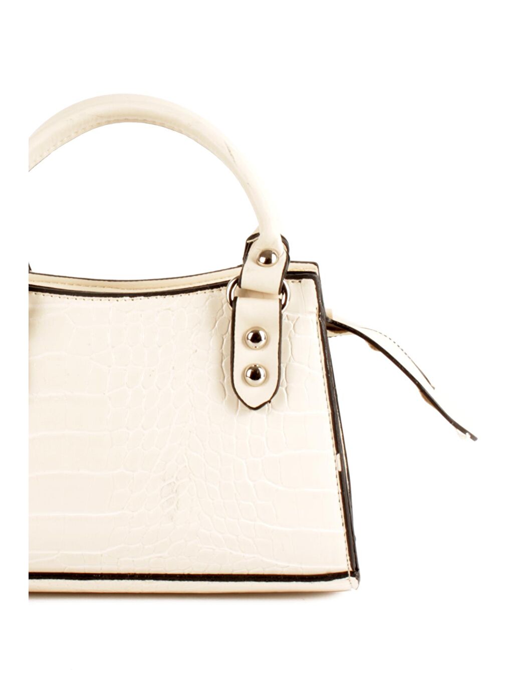 Beyaz Kadın Timsah Desen Deri Görünümlü El ve Omuz Abiye Çanta (10765)-4