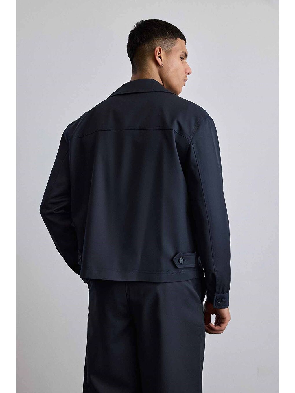 Erkek Smart Casual Relaxed Fit Düğmeli Ceket Lacivert-5