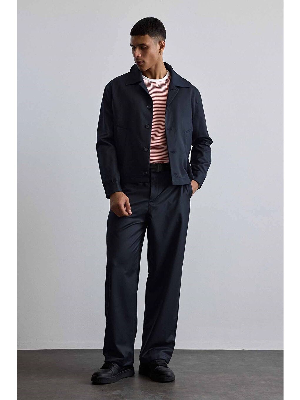 Erkek Smart Casual Relaxed Fit Düğmeli Ceket Lacivert-6