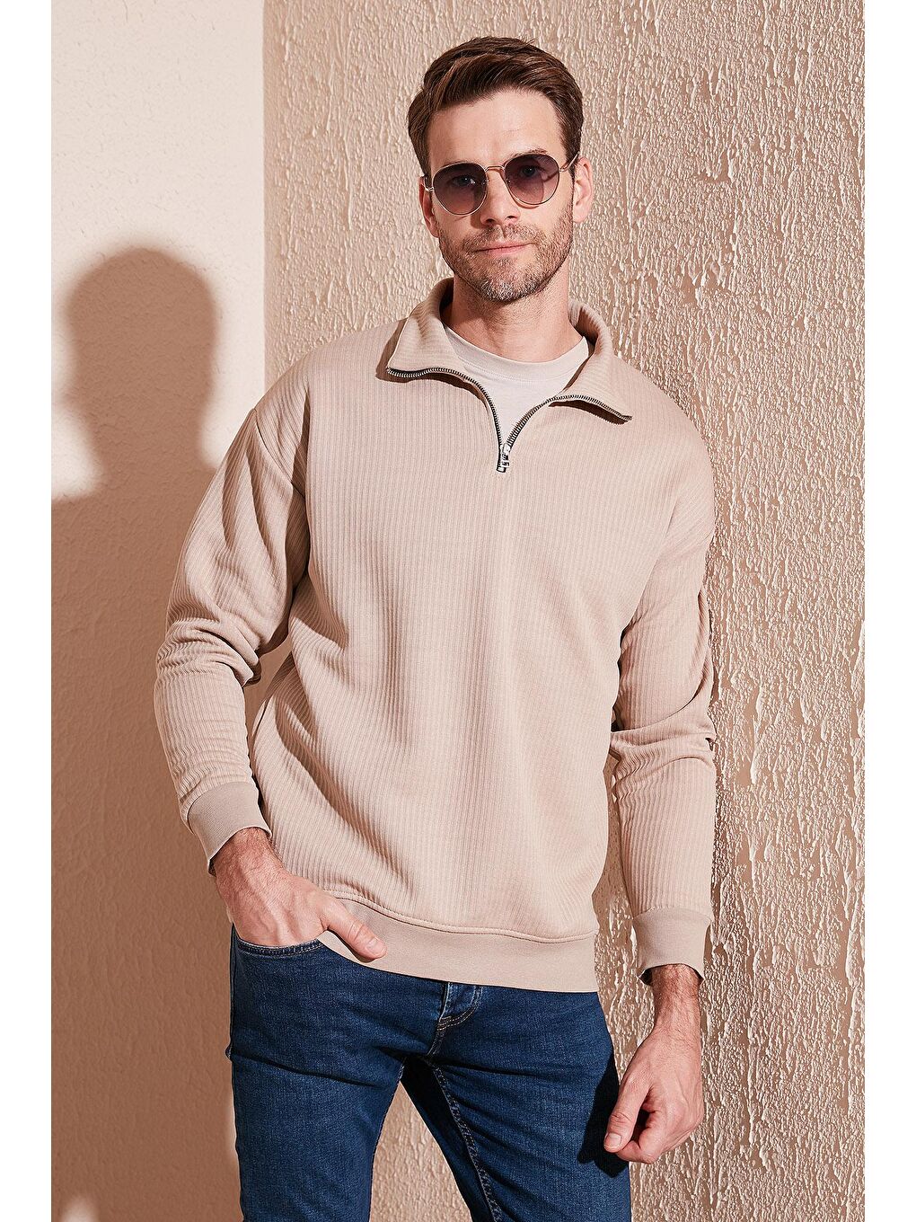 Buratti Bej Yarım Fermuarlı Yaka Relaxed Fit Sweat 5905509