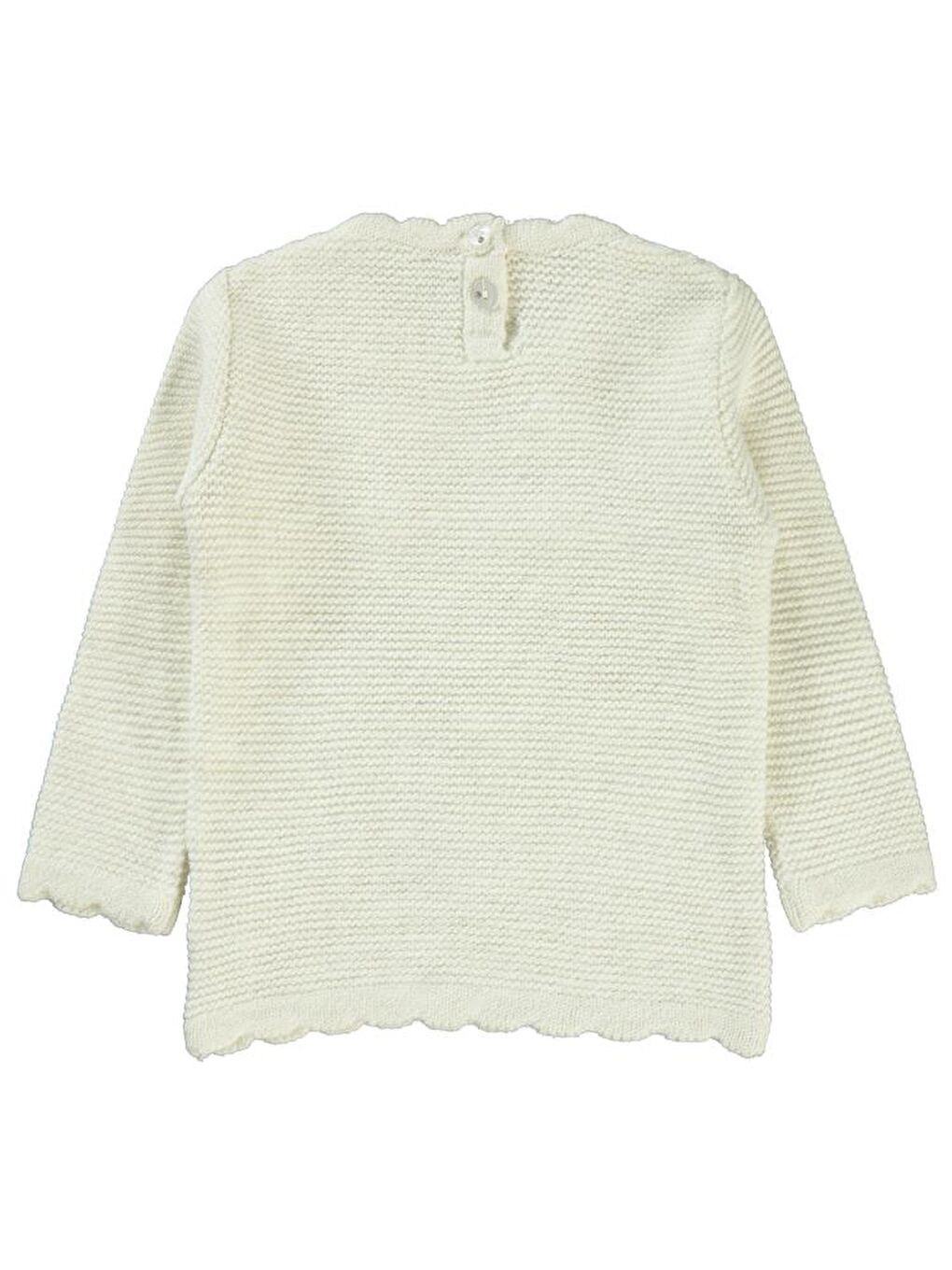 Ekru Baby Links Örgü El İşi Çiçekli 6-18 Ay Kazak-1