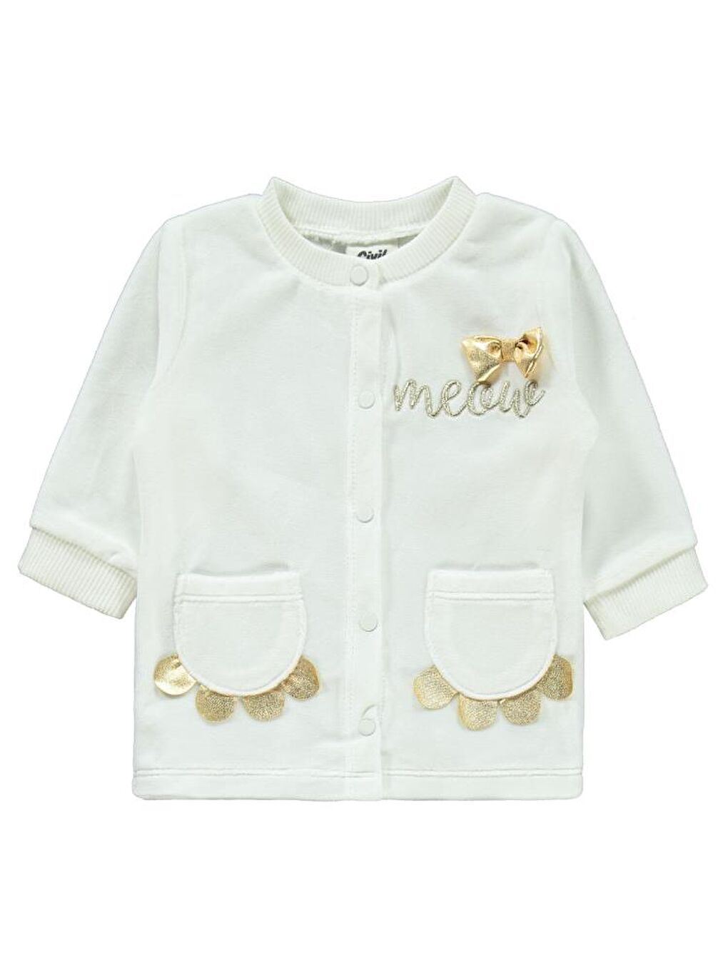 Ekru Baby Meow Nakışlı Takım