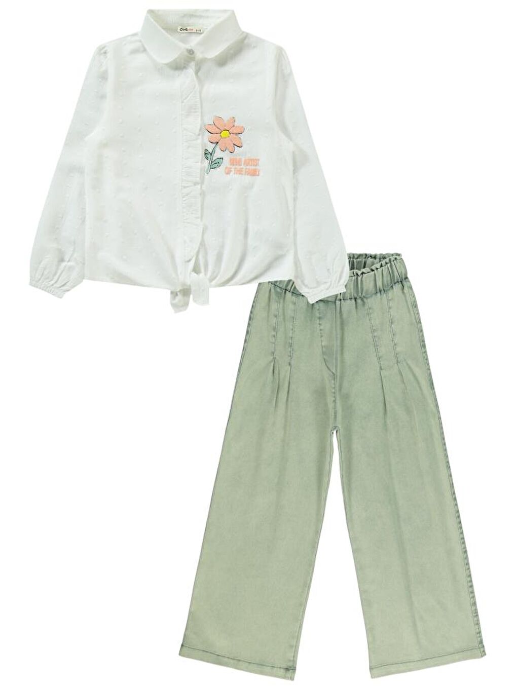 Ekru Girls Robası Çiçek Baskılı 6-9 Yaş Takım-3