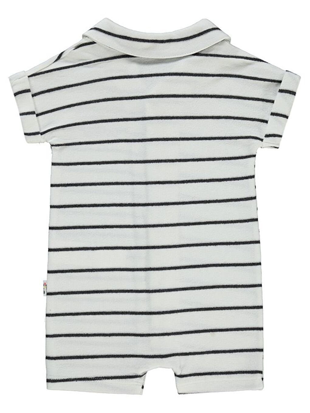 Ekru Baby Selanik Çizgili Nakışlı 6-18 Ay Tulum