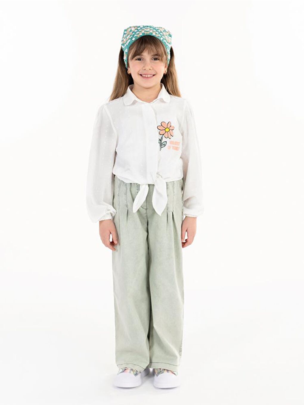 Ekru Girls Robası Çiçek Baskılı 6-9 Yaş Takım-4