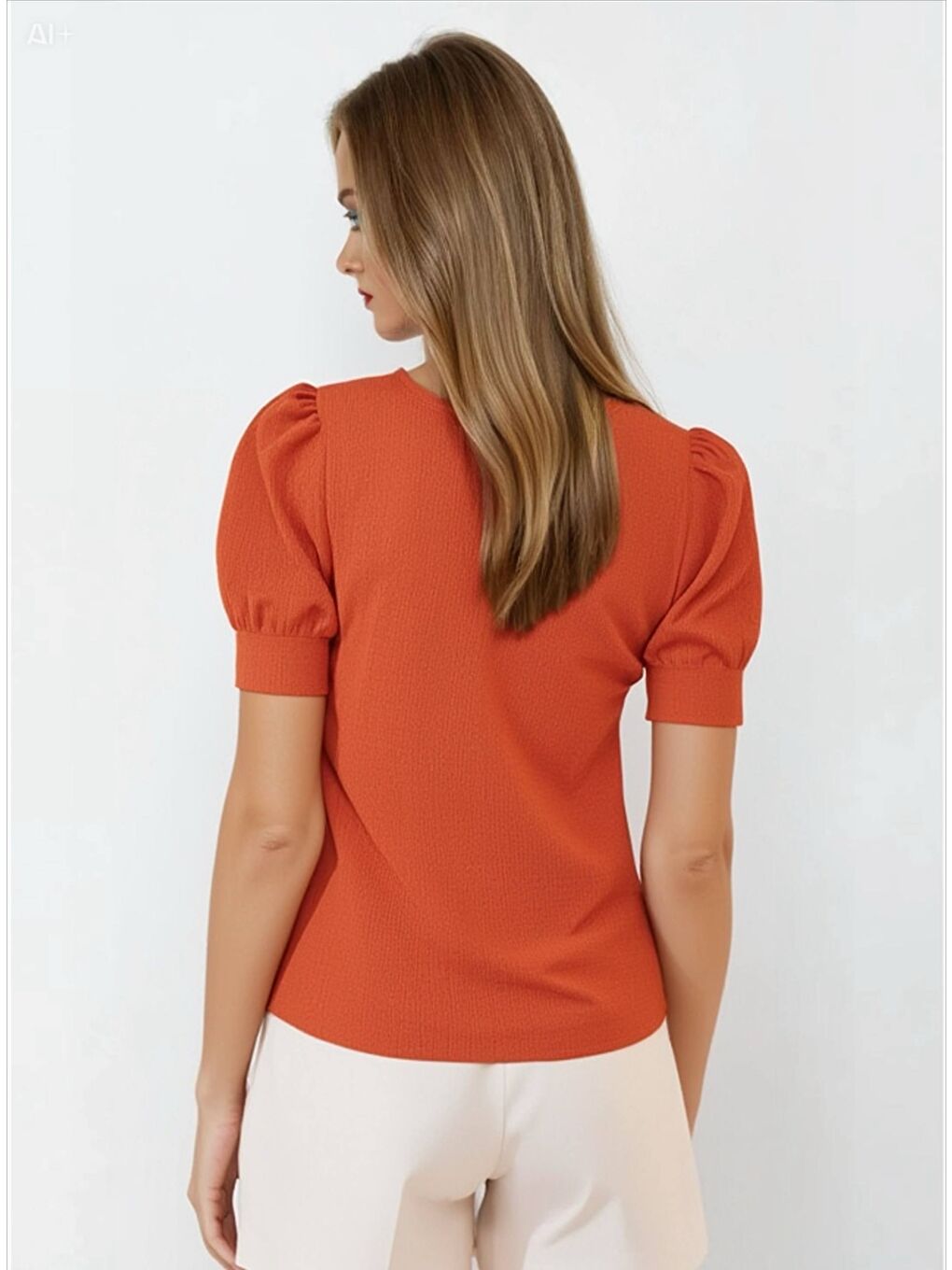 Turuncu Kadın Oranj Kare Yaka Örme Bluz Hzl22w-bd104091-3