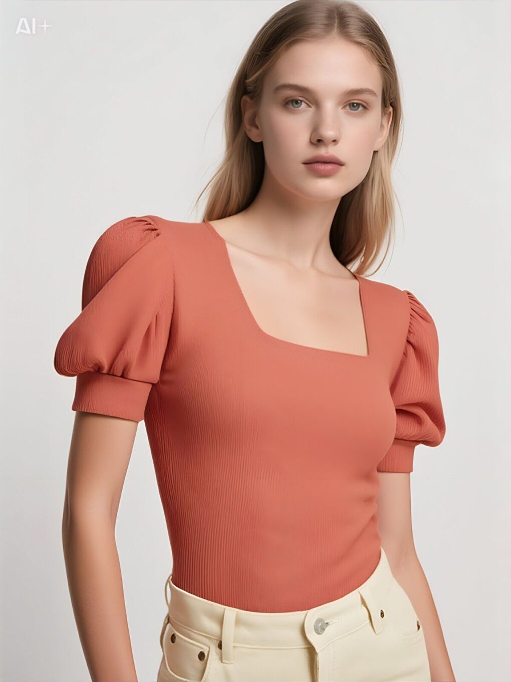 Pembe Kadın Gül Kurusu Kare Yaka Örme Bluz HZL22W-BD104091-1