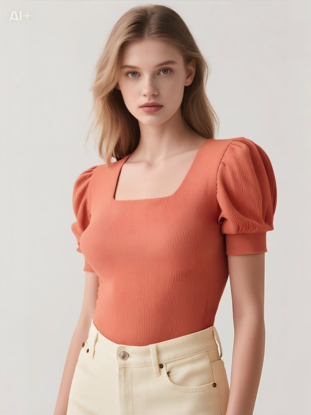 Pembe Kadın Gül Kurusu Kare Yaka Örme Bluz HZL22W-BD104091-2