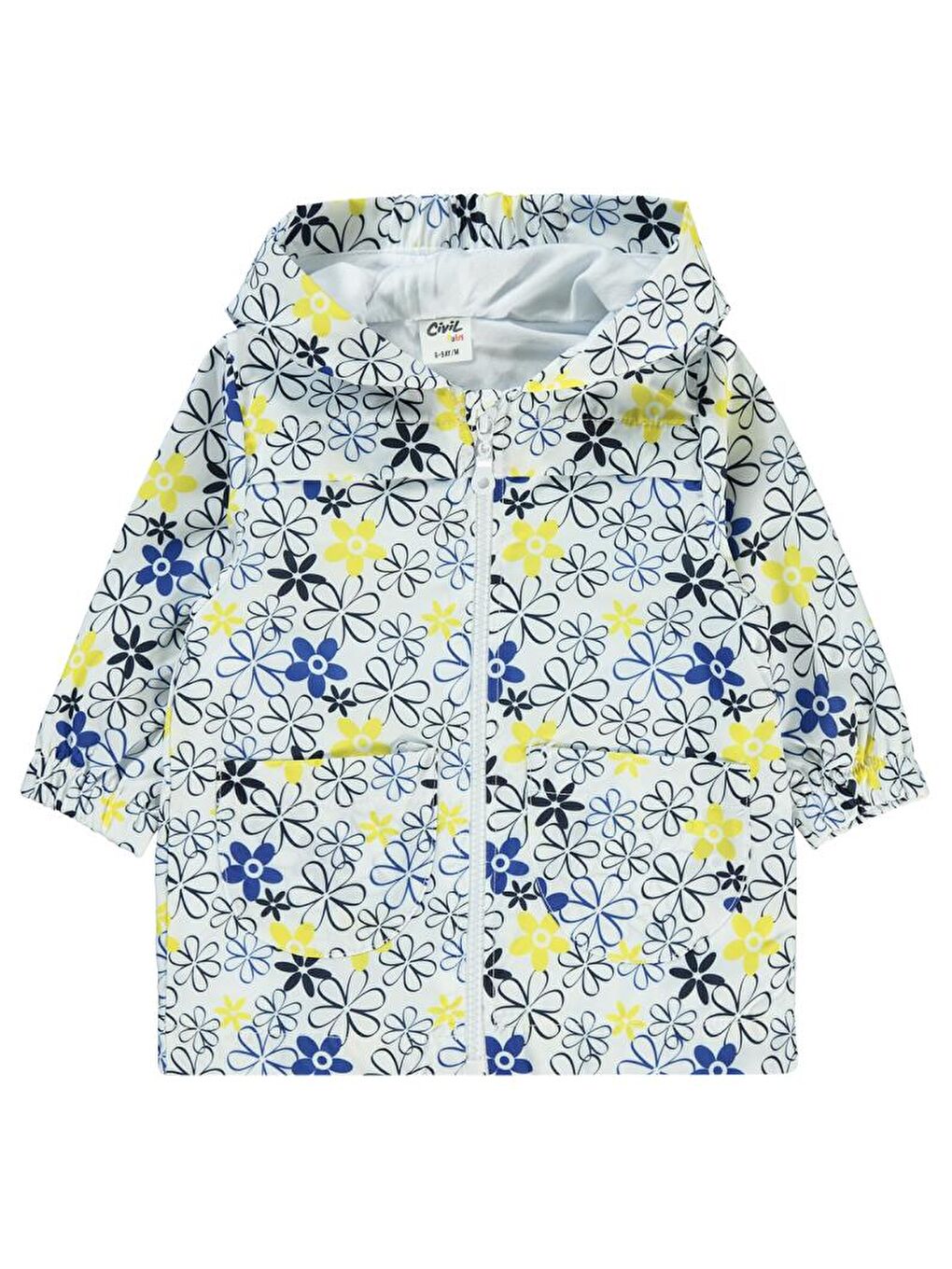 Beyaz Baby Çiçek Empirmeli 6-18 Ay Yağmurluk