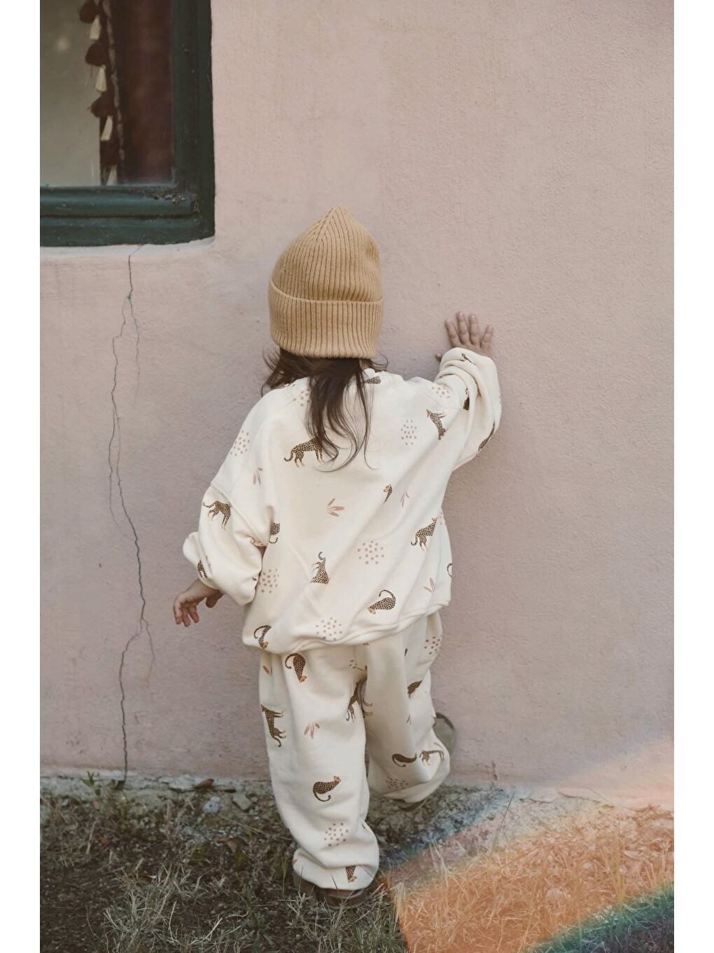 Ekru Leopar Baskılı Eşofman Takımı-3