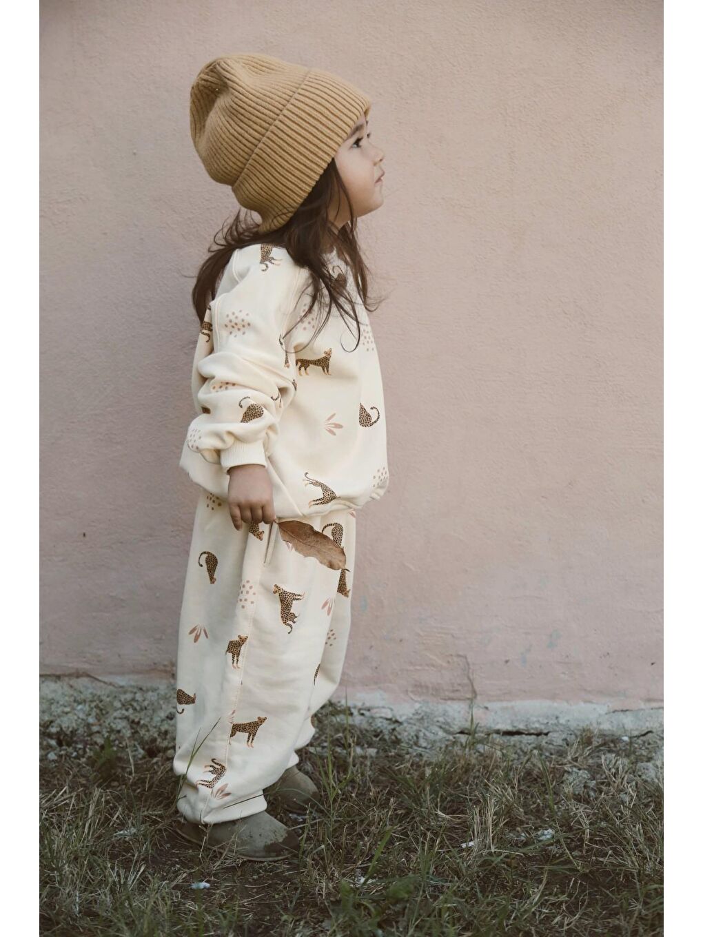 Ekru Leopar Baskılı Eşofman Takımı-7