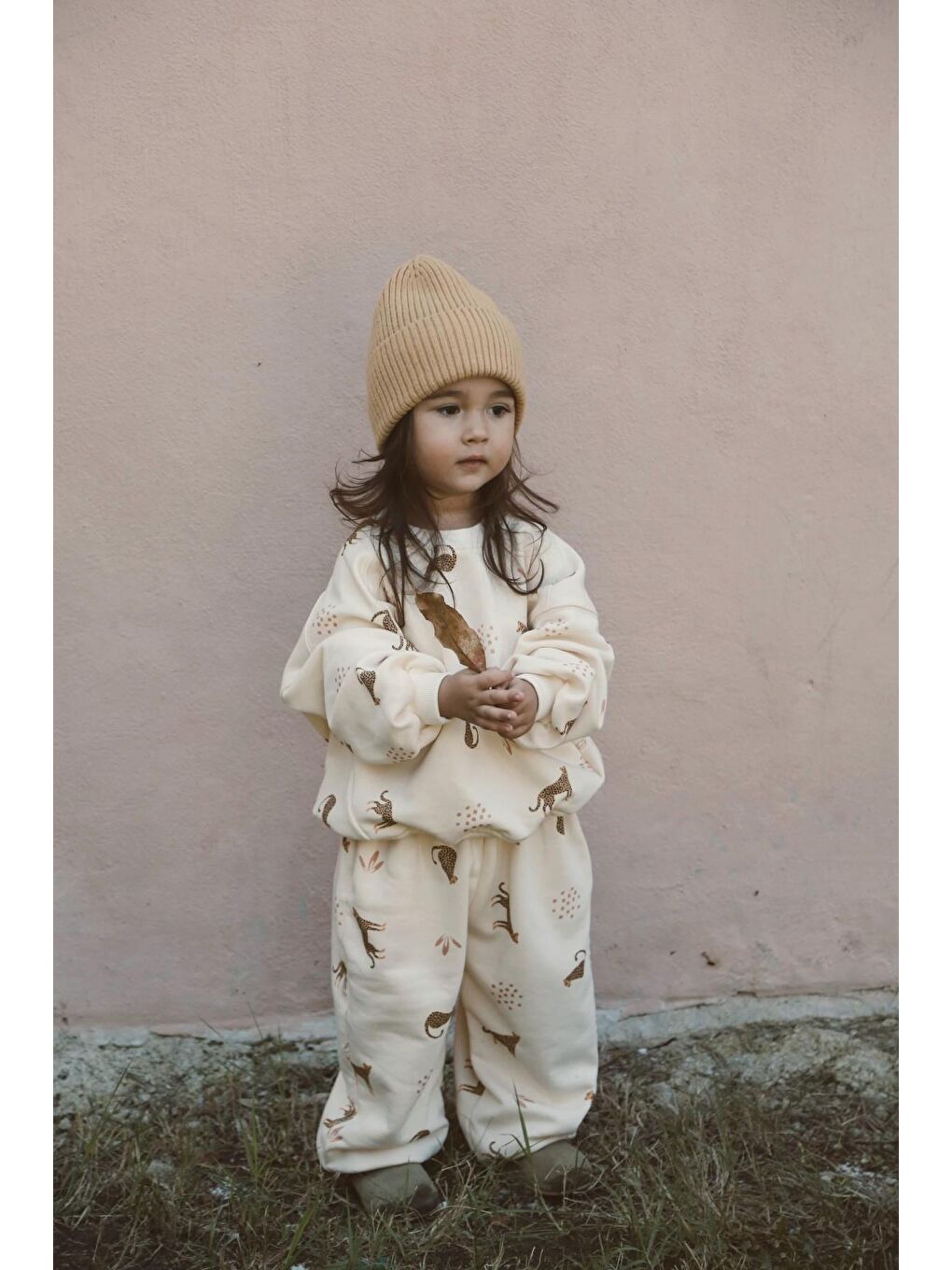 Ekru Leopar Baskılı Eşofman Takımı-8