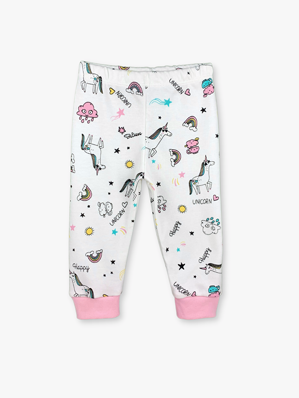 Pembe Bisiklet Yaka Uzun Kollu Kız Bebek Pijama Takımı-2