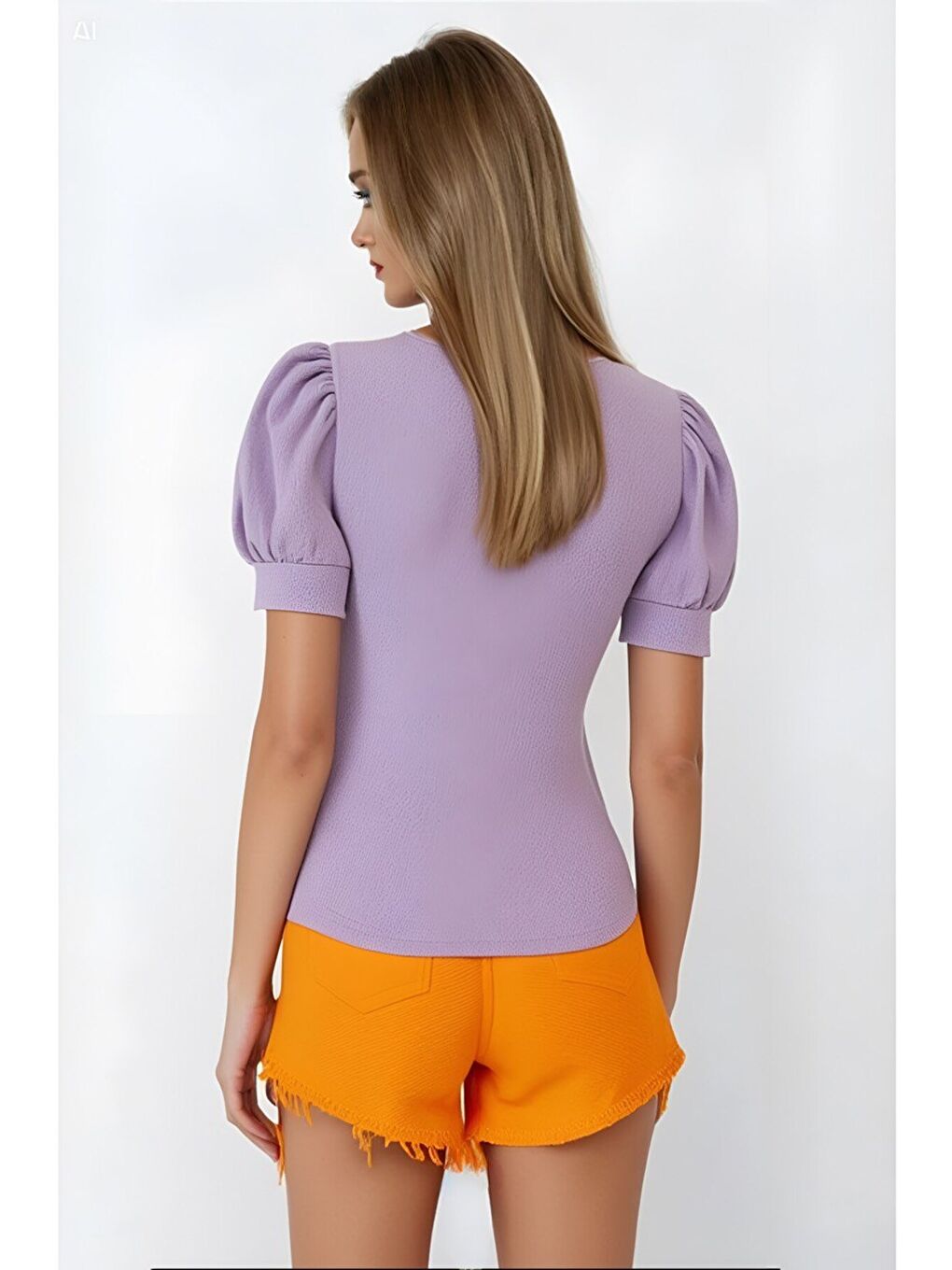 Kadın Lila Kare Yaka Örme Bluz HZL22W-BD104091-2