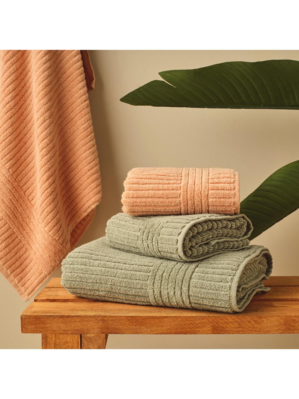 Pembe %100 Pamuk Geo Banyo Havlusu Somon-3