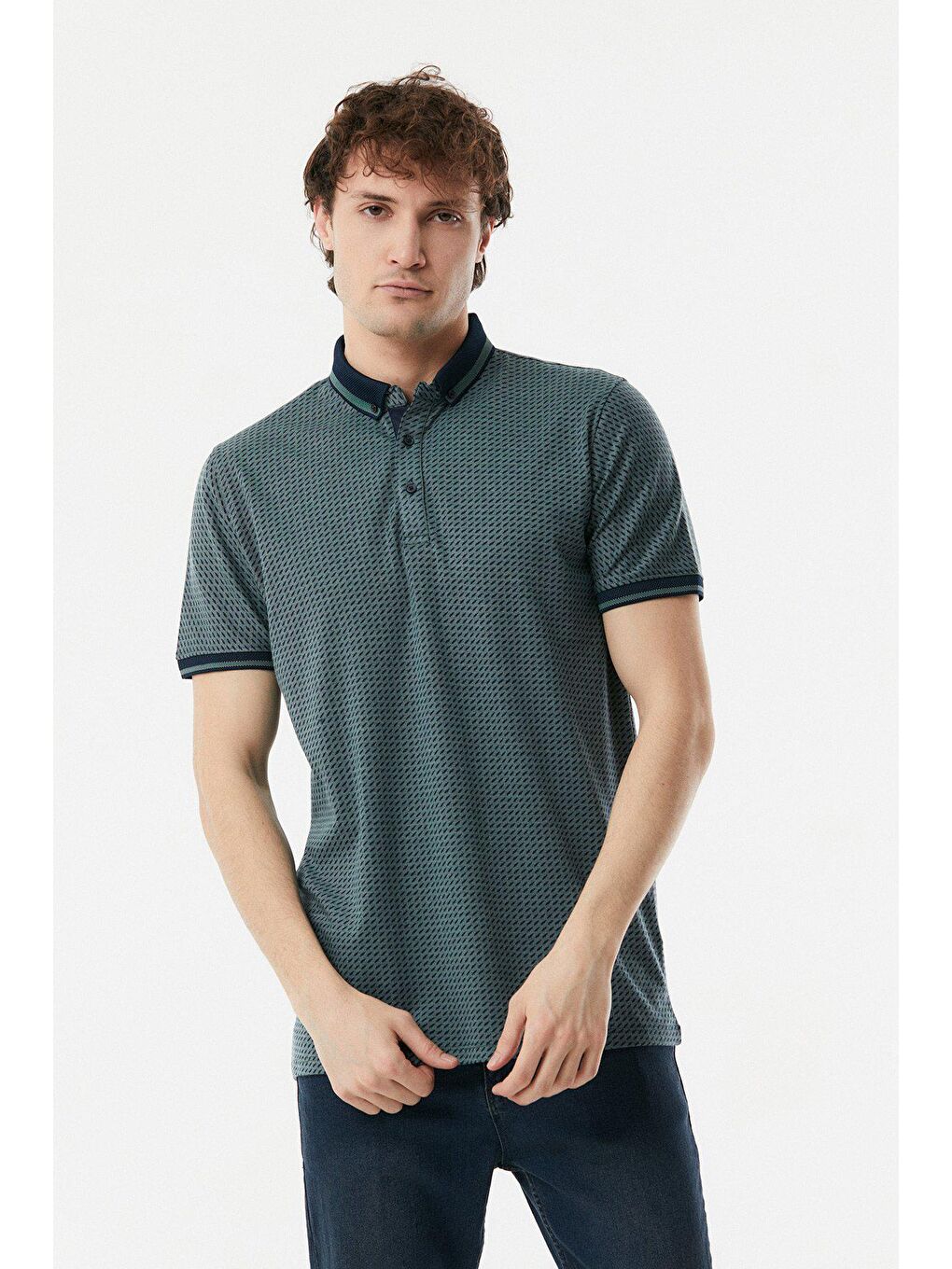 Yeşil Polo Yaka Slim Fit Tişört