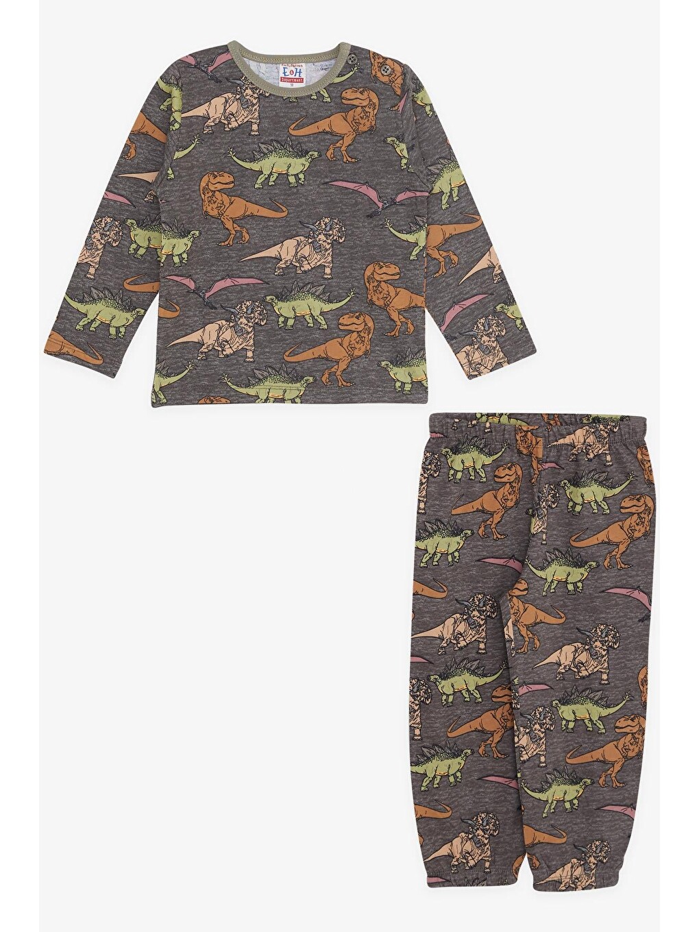 Erkek Bebek Pijama Takımı Dinozor Desenli Antrasit (9 Ay)-4