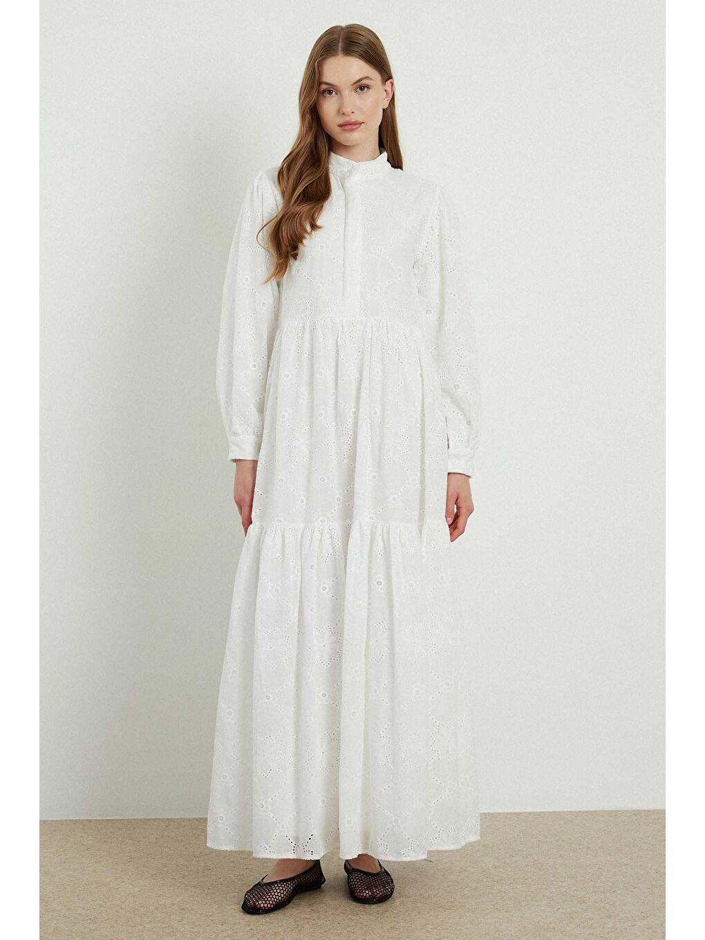 Sicilya Brode Elbise - Beyaz-1