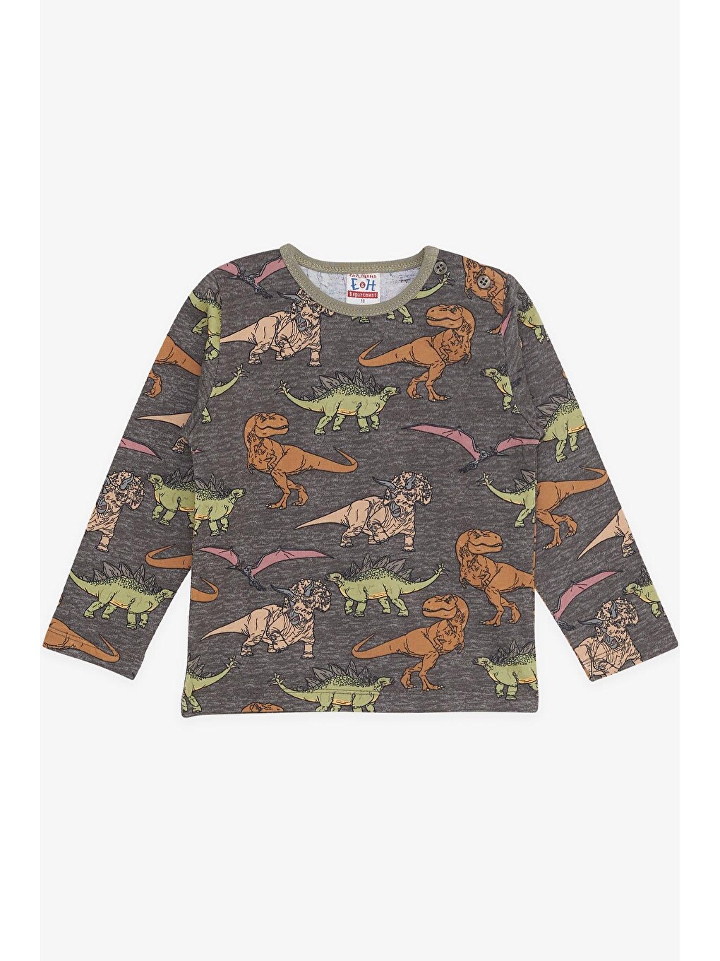 Erkek Bebek Pijama Takımı Dinozor Desenli Antrasit (9 Ay)-1