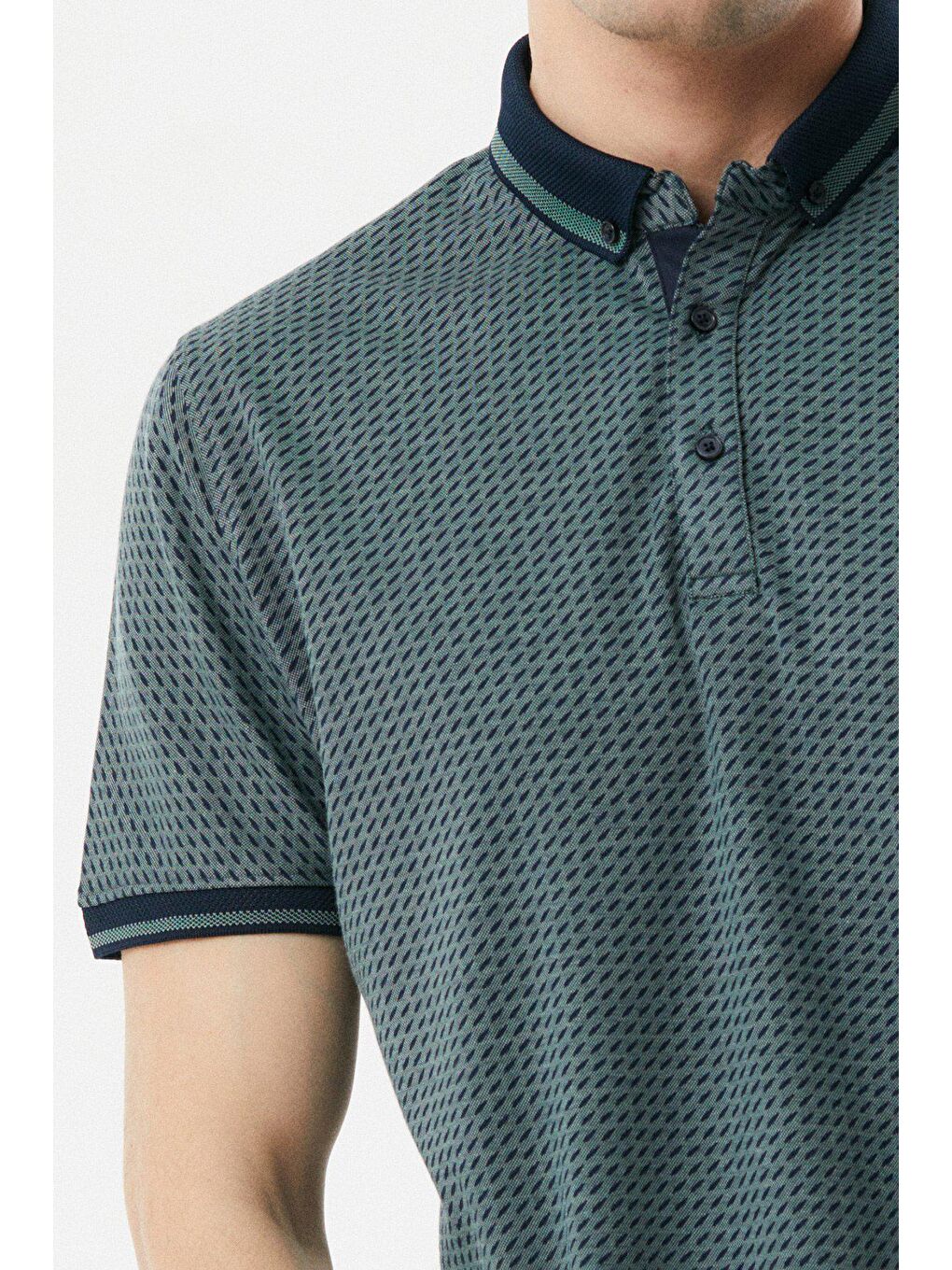 Yeşil Polo Yaka Slim Fit Tişört-3